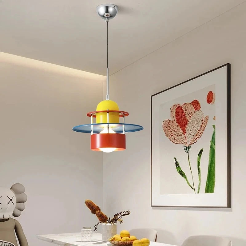 Memphis Simplicity Creative Colorful Hanging UFO Disc LED Pendant Lights Indoor Lamps for Restaurant Home Decoration Chandelier