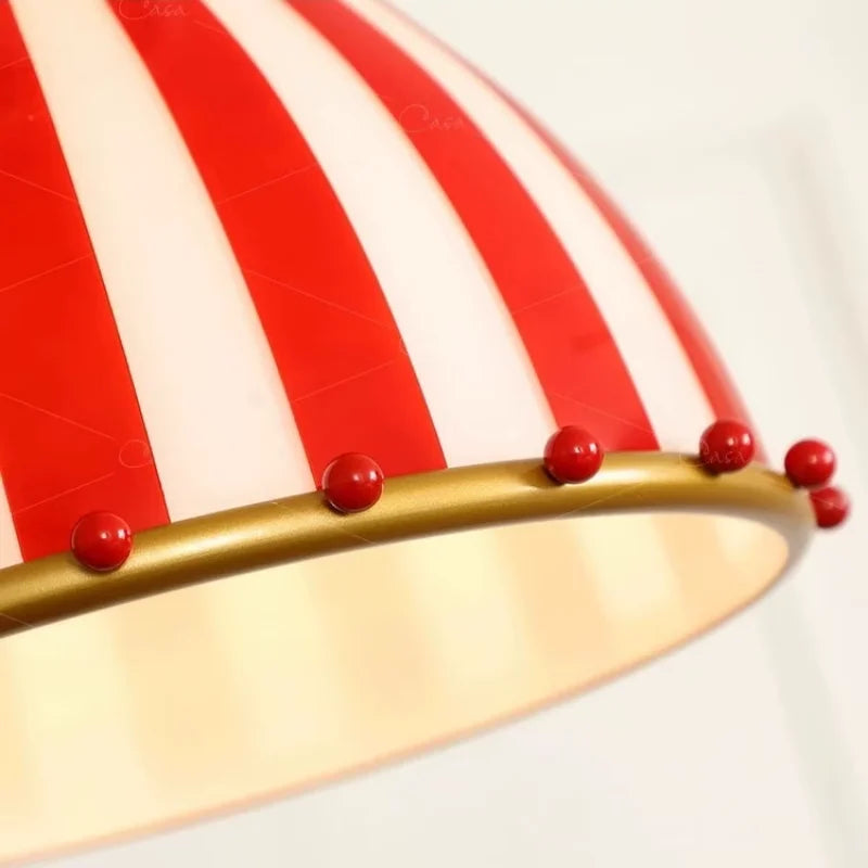 Colorful Circus Chandelier Retro Memphis Red Stripes Pendant Light Children's Bedroom Dining Room Kitchen Island Entrance Lamps