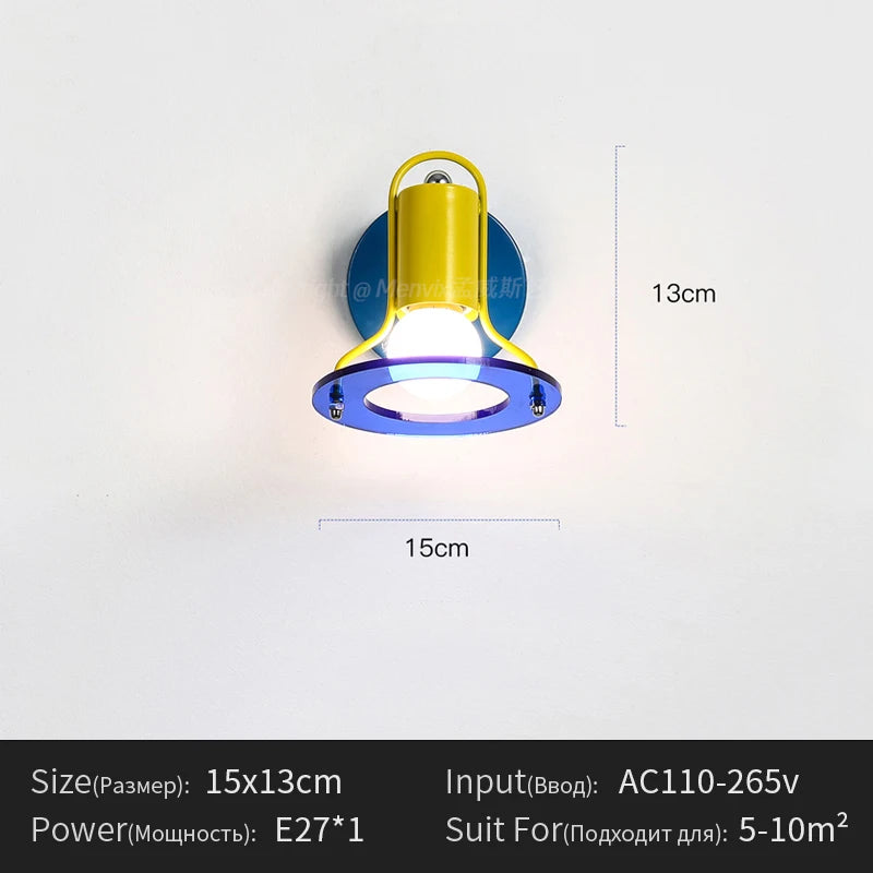Blue Red Wall Lights Memphis Design Living Room Wall Lamps Acrylic Sconce Colorful Decorative Bedroom Bedside Light for Study