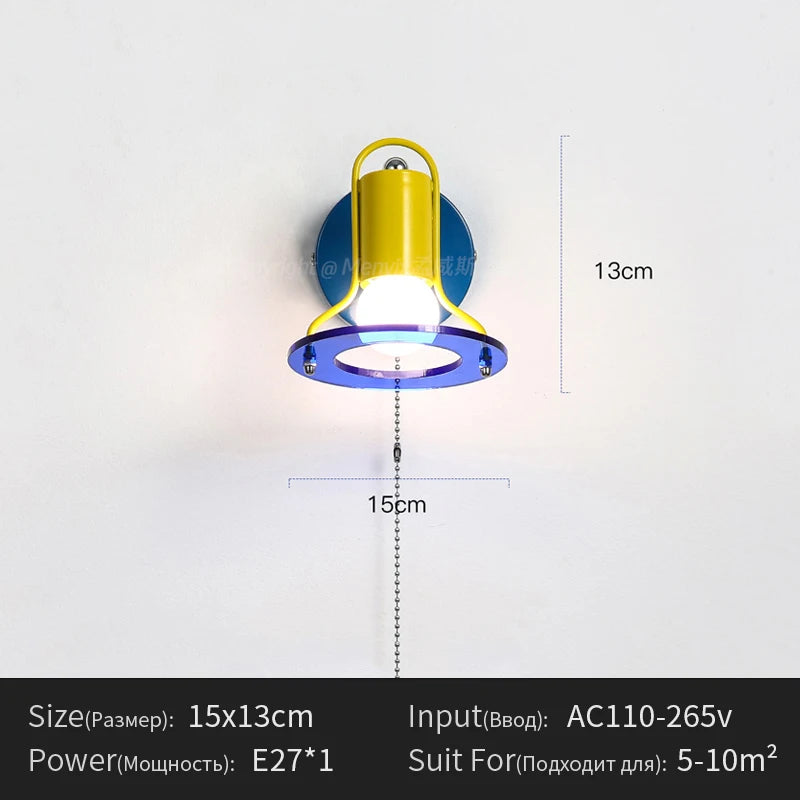 Blue Red Wall Lights Memphis Design Living Room Wall Lamps Acrylic Sconce Colorful Decorative Bedroom Bedside Light for Study