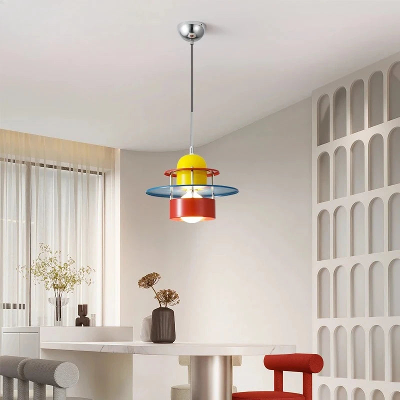 Memphis Simplicity Creative Colorful Hanging UFO Disc LED Pendant Lights Indoor Lamps for Restaurant Home Decoration Chandelier