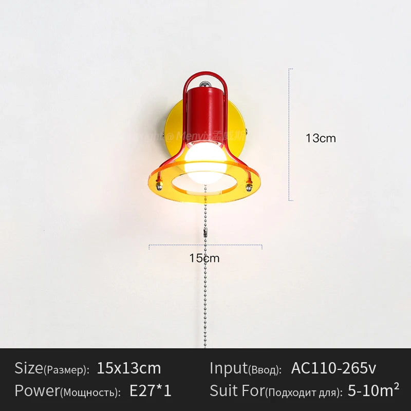 Blue Red Wall Lights Memphis Design Living Room Wall Lamps Acrylic Sconce Colorful Decorative Bedroom Bedside Light for Study