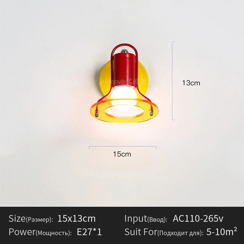 Blue Red Wall Lights Memphis Design Living Room Wall Lamps Acrylic Sconce Colorful Decorative Bedroom Bedside Light for Study